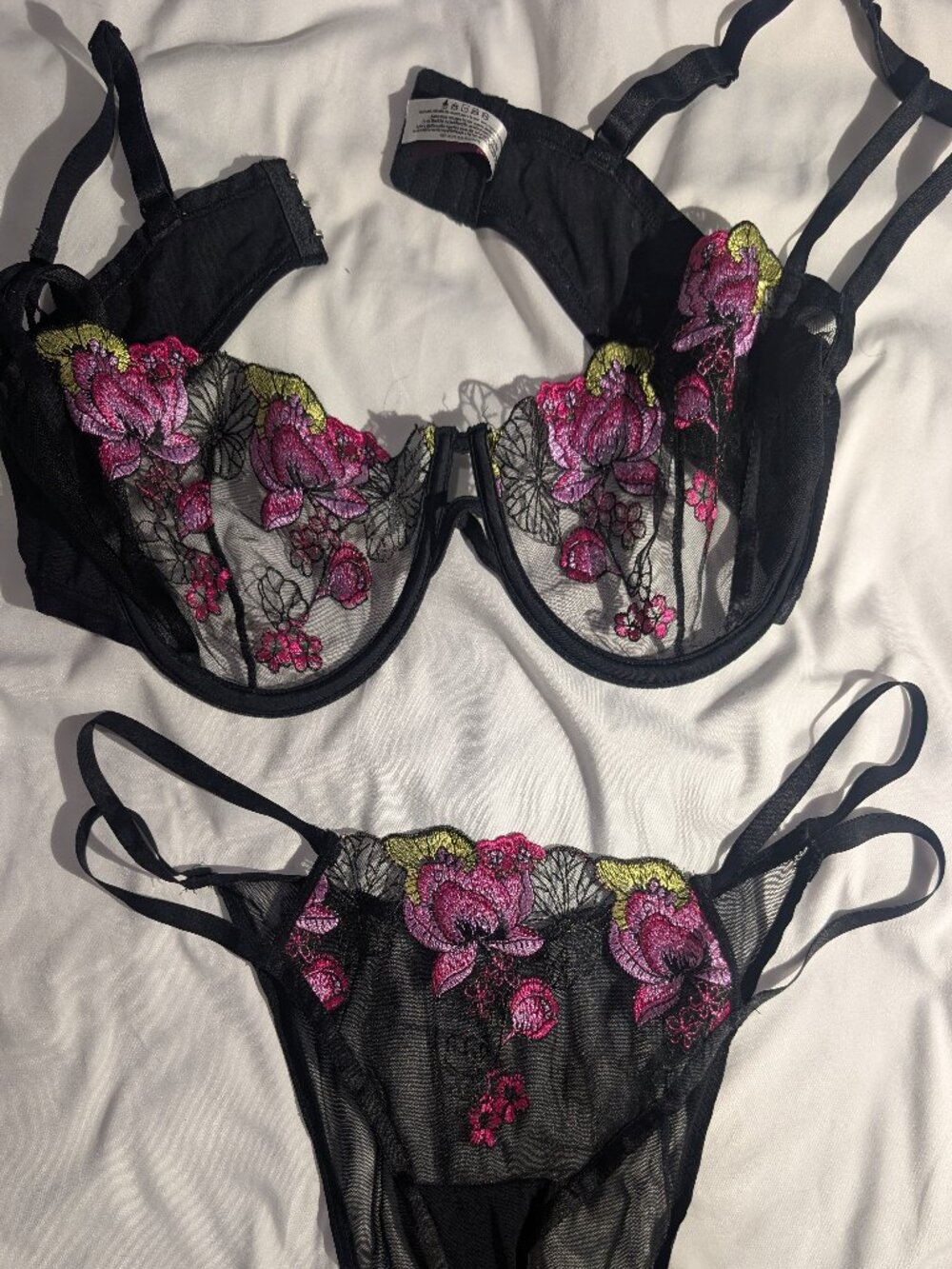 Adore Me Jamilla Mesh with Embroidery Brazilian Bra and Underwear set
